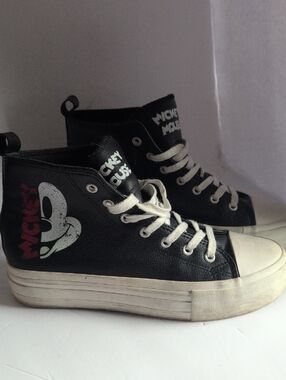 Mickey Mouse Black High-Top Sneakers with White Soles